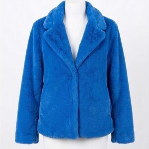 ICHI Girlfriend Material Blue Faux Fur Jacket